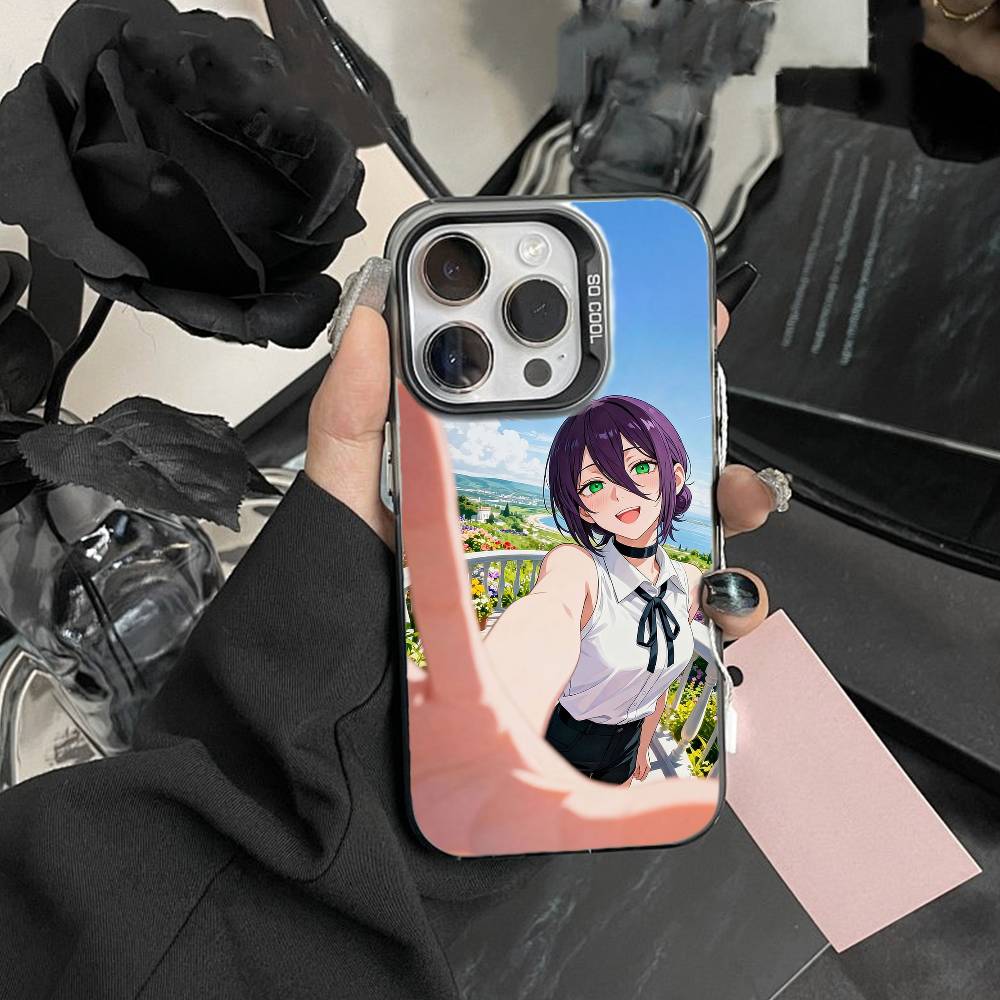 

R-Reze C-Chainsaw Man Phone Case For iPhone17, 16,15,14,13,12 Pro Max Black Candy Matte Shockproof Cover iPhone12PROMAX