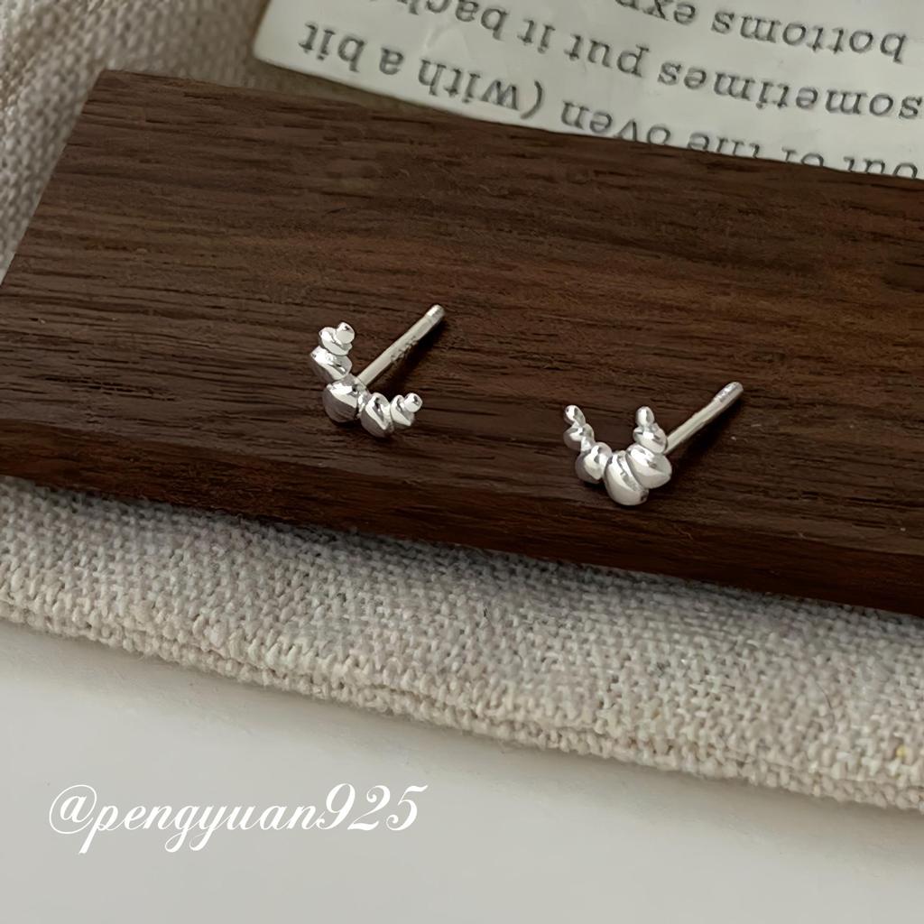 S925 Sterling Silver Croissant Stud Earrings for Women - Delicate Screw Back Ear Cartilage Jewelry