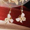 Gradient Blue Butterfly Flower Ear Hook Earrings for Women - High-End Korean Design, Perfect for Spring and Summer.