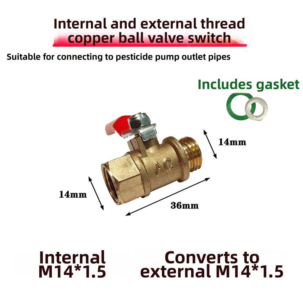 Manual Copper Ball Valve Switch for High Pressure Plunger Pump for Agricultural Sprayer Thread Options Compact