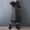 Cotton Padded Black Plus Size Vintage New In Dresses for Women Casual Loose Long Spring Autumn Winter Dress