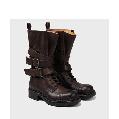 Botas de locomotora con hebilla de piel de vaca, nuevas botas de caballero antiguas versátiles e informales para otoño e invierno para mujer