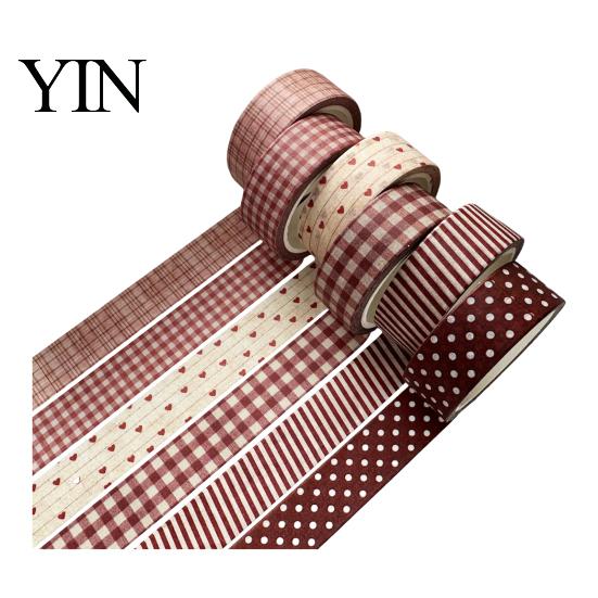 Double-sided Washi Tape 6 Rolls Plaid Set, Grid Checkered Pattern Masking Tape, Self Nostalgic Adhesive Decorative for DIY Crafts, Journal, Scrapbook,