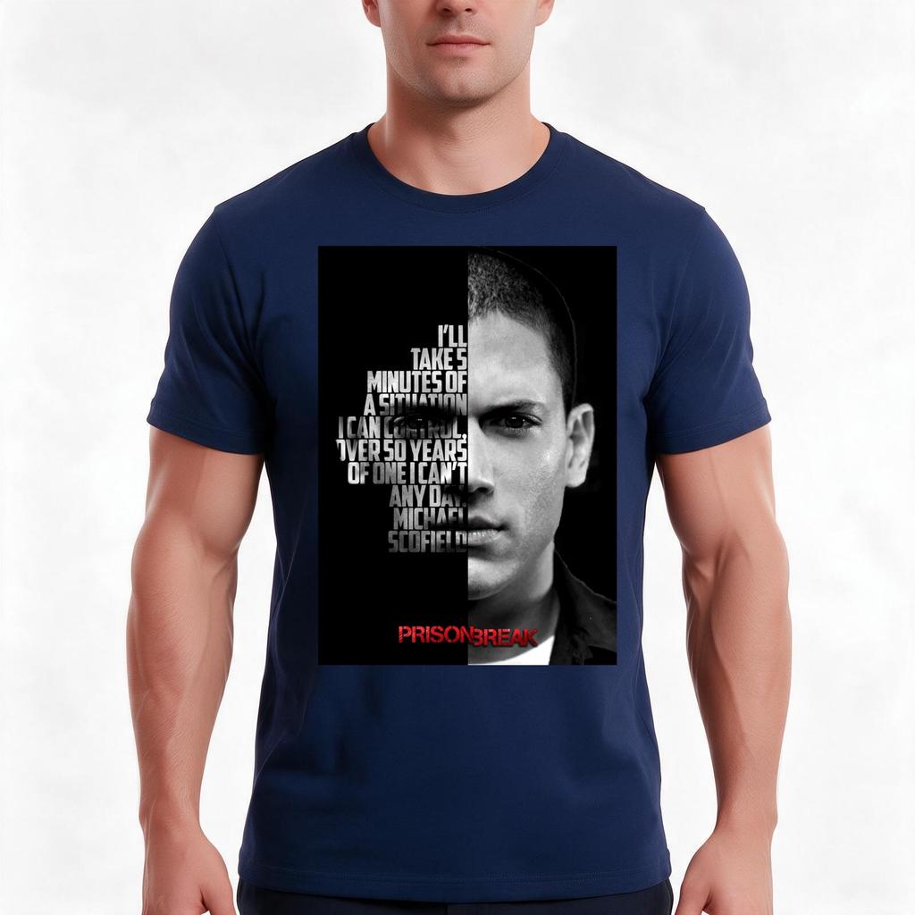 Black And White Michael Scofield Prison Break Quote Tshirt Summer Casual Cotton Tee Oversized Streetwear Tops 100 Cotton
