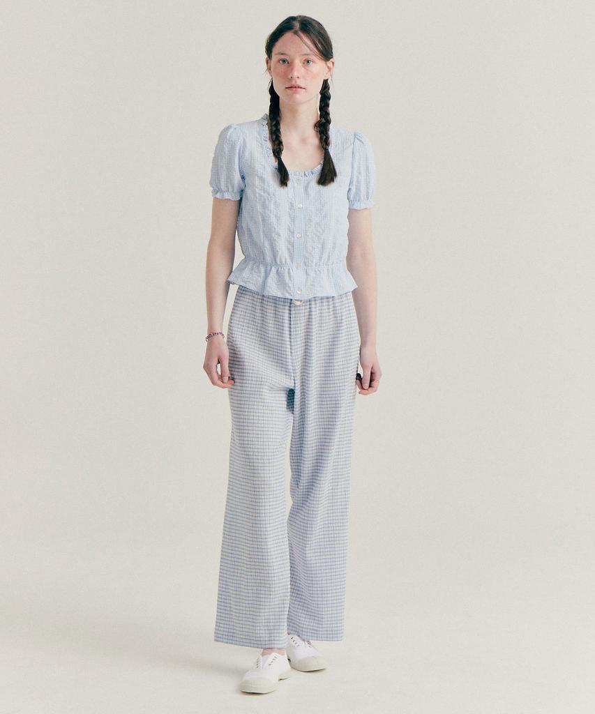 BENSIMON Gingham Banding Pants - Sky Blue