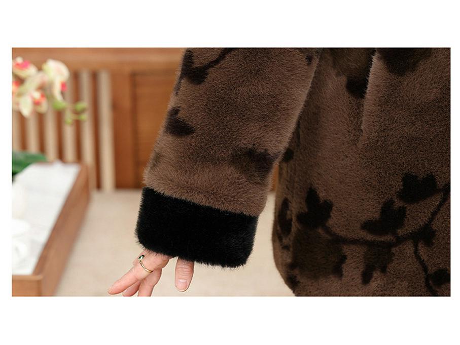 Midlife und Senioren Damen Kunstmink Samtmantel – Elegante Winter Kunstpelzjacke im chinesischen Stil für Großmutter