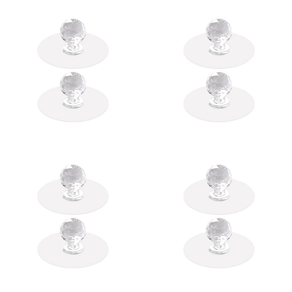 8pc Clear Round Cabinet Door Handles Invisible Suction Hooks Set for Glass Smooth Surface Installation Durable Practical Use
