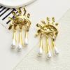 Vintage Metal Alloy Gold-Plated Eyes With Teardrop Dangle Earrings For Women Jewelry Fashion Show Statement Earrings Accessories