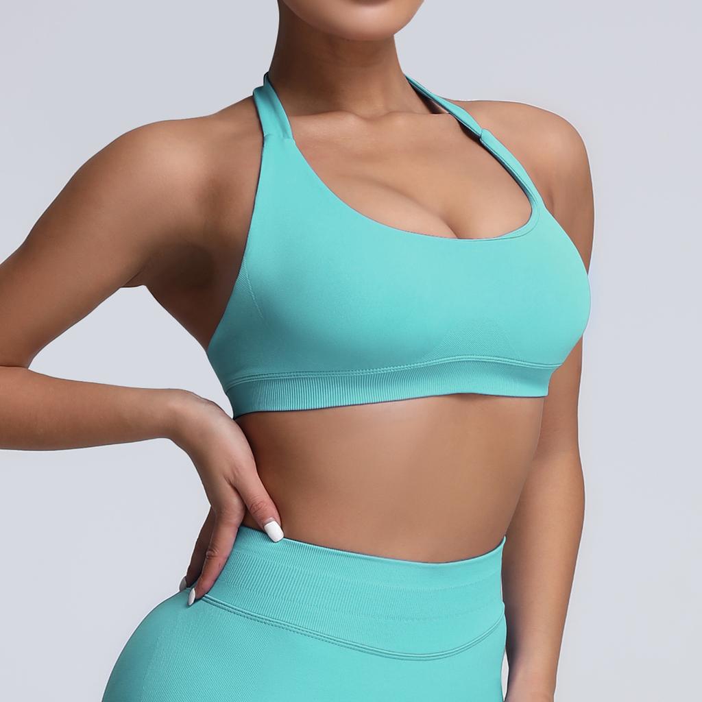 Hanging Neck And Beautiful Back Sports Bra, High Elasticity Matte Nylon, Large Backless Yoga Top, Bra For Women