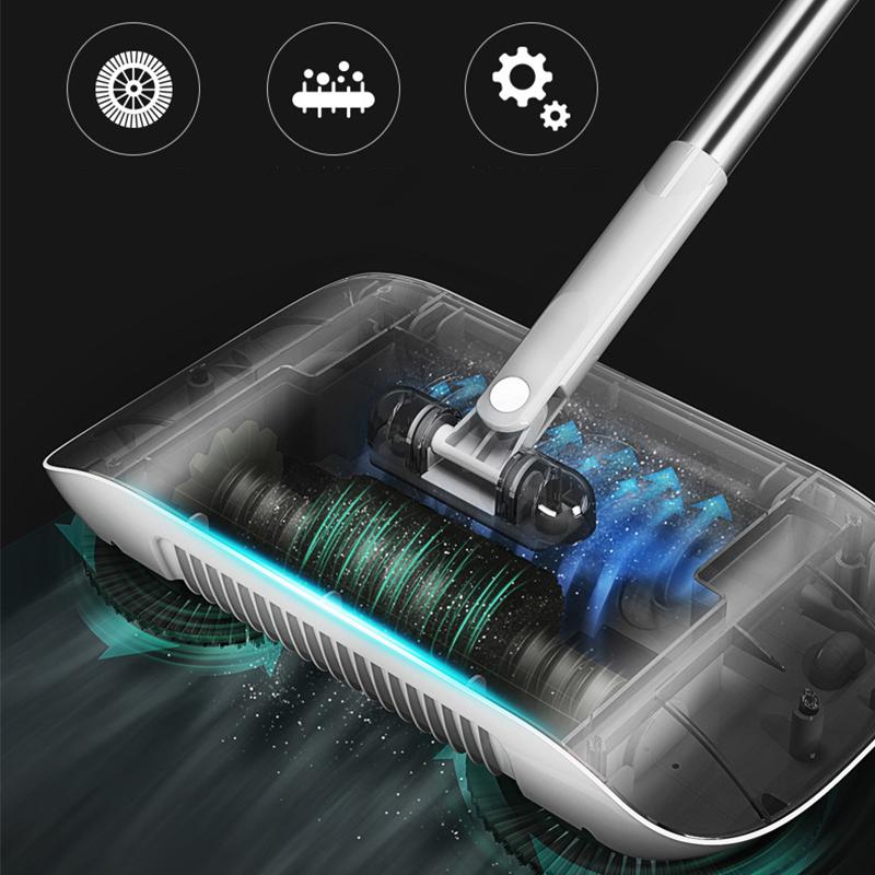 2 in 1 Staubsaugerbesen Hocheffizient Leistungsstarker Manueller Staubsauger Handschubkehrmaschine Wischmopp Reinigungsmaschine Rosa mit