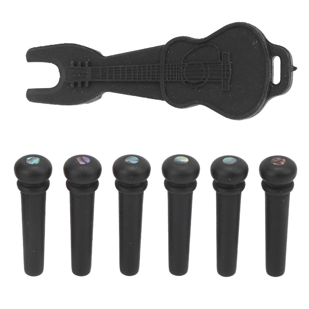 6PCS Ebony Guitar Bridge Pins Abalone Dot Inlay Bridge Pin Pegs Acoustic Guitar