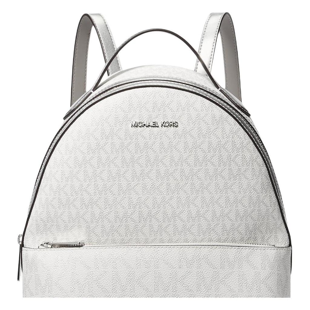 Michael Kors MK Sheila Metallische Accessoires Mode Einfach Beschichtetes Canvas Rucksack Mittel Damenrucksack Silber 35F4G6HB6M-SILBER