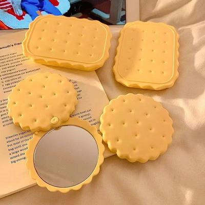 Portable Foldable Compact Mirror with Comb - Cute Cookie Design for Students