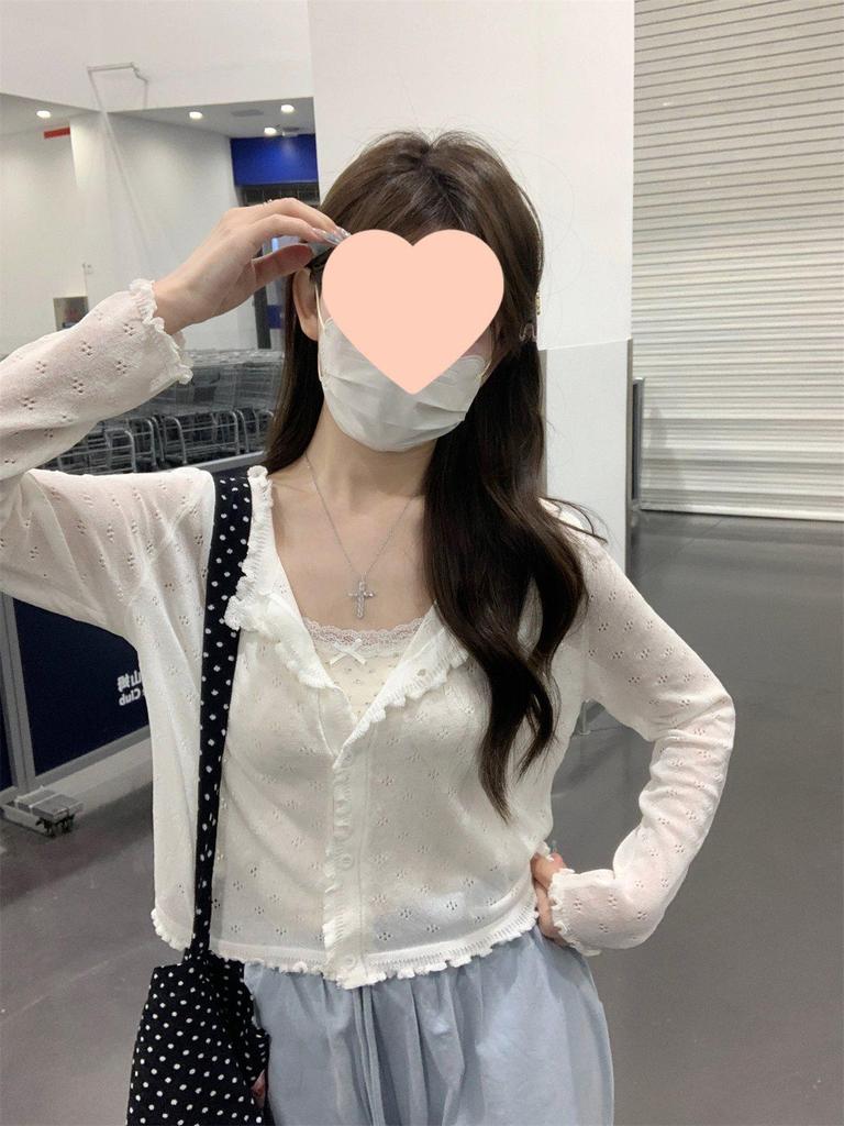 Ice Silk Thin Knitted Summer Cardigan with Long Sleeves and Sun Protection