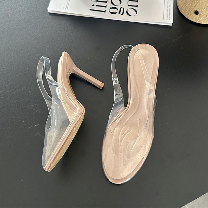 Baotou Sandals Women's Autumn New Outer Wear Thin Heels Transparent Skirt High Heels