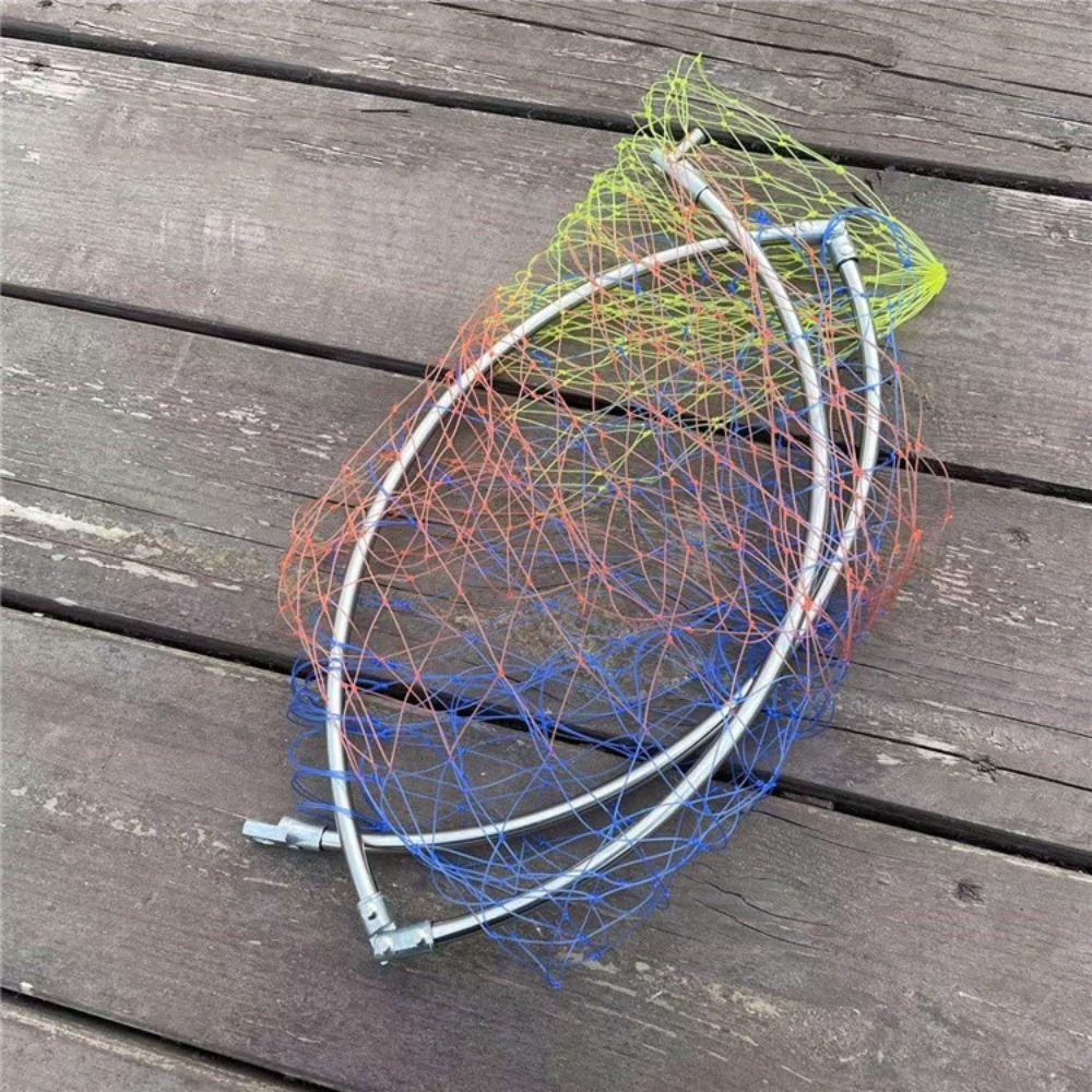 Nylon Folding Landing Net Head Stainless Steel Color Nylon Fishing Net Outdoor Fish Catching