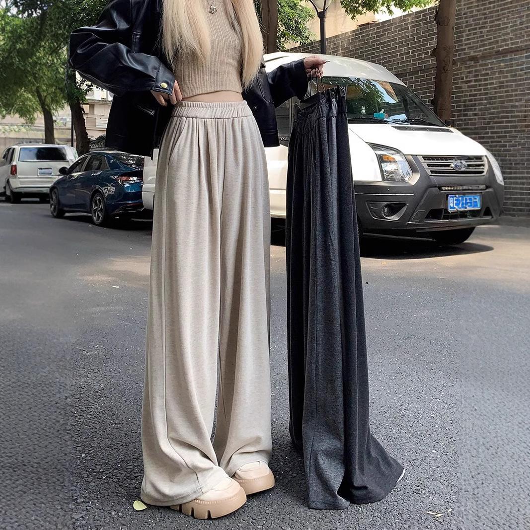 

Большие размеры женские драпированные брюки в пол повседневные брюки с высокой талией широкие брюки XXL пшеничный