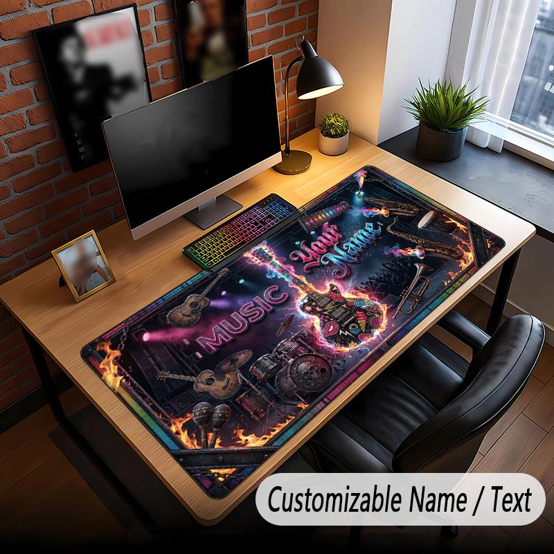 Music General Theme Custom Mouse Pad Personalized With Name Text Customized Desk Mat For Office Home Decor