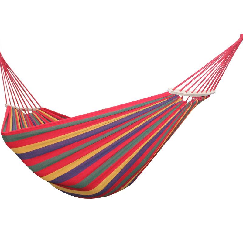 Outdoor Double-Thick Canvas Hammock with Bent Wood Design and Anti-Rollover Feature