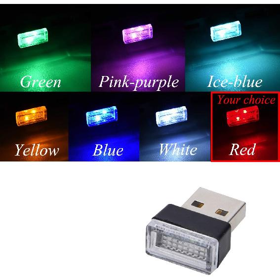 Febrytold Red Universal Mini USB LED Car Interior Ambient 2 Pcs | Resistant to Dust and Splashes, Easy to Clean. The Vehicle Lights up When Powered