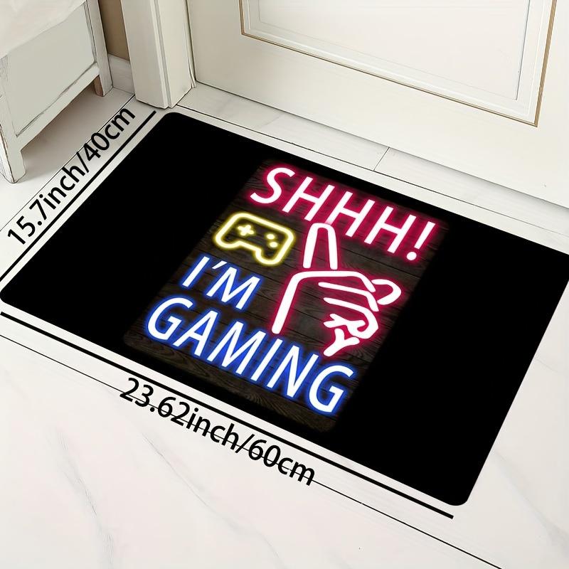 Neon Gaming Controller Print Area Rug, Aesthetic Video Game Floor Mat for Gamers Room Bedroom, Washable Man Cave Decor Carpet