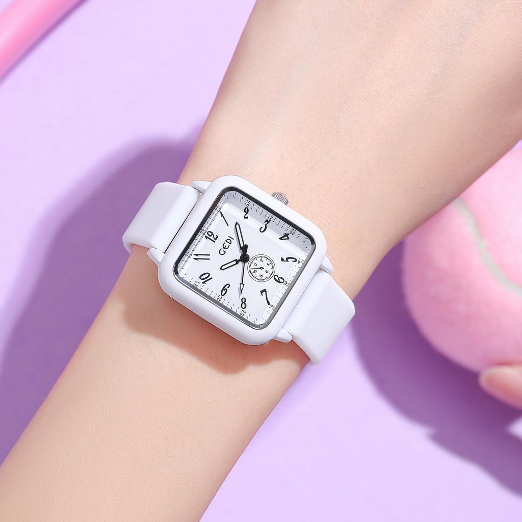 Candy Color Luminous Silicone Tape Student Creative Small Sugar Cube High Value Niche Waterproof Quartz Watch