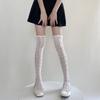 Kave Lolita Fishnet Thigh High Socks Women Kawaii Japanese Style Ruffled Heart Striped Lace Patterned Over Knee Long Stockings