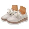 Women's Thick Soled Platform Shoes Women's Height Increasing Shoes Fashion Leather Lace Up Shallow Mouth Casual Shoes 8w Sandals