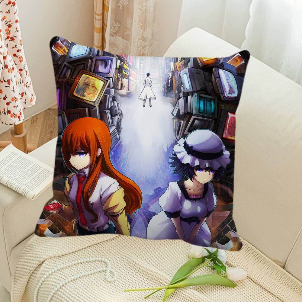 Anime Steins Gate Pillow Case Square Pillow Bedroom Sofa Leisure Comfort Cushion Car Home Decoration