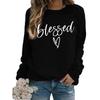Women's Crew Neck Long Sleeve Loose Fit Sweatshirt Letter Print Casual Oversized Top
