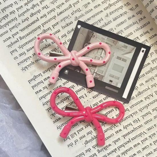 4Pcs Girl Hairpins Korean Style Dot Design Bow Shape Hair Clips Stable Non-slip Side Bang Hair Pins Hair Accessories