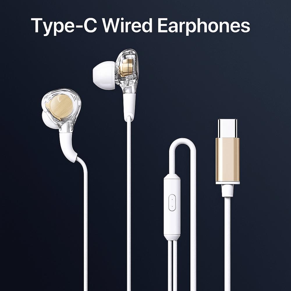 3.5mm Wired Headset with Mic Stereo Earphones Sport Earphones Type C Earphones Sports