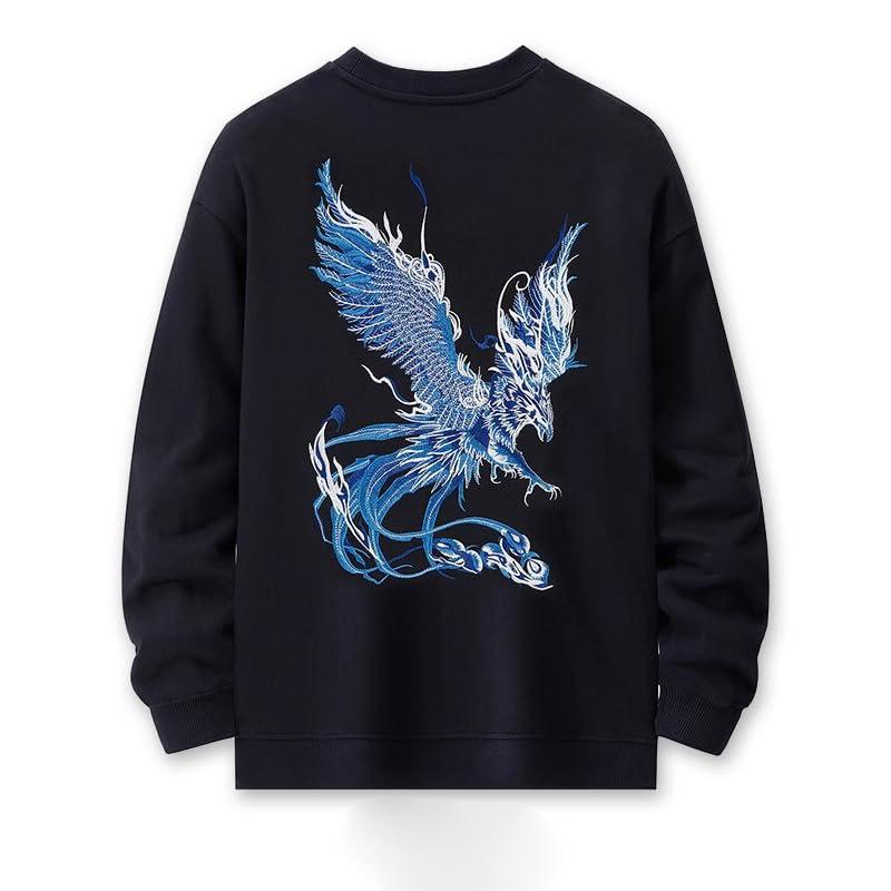 

Свитшот с вышивкой Kirin Round Long Loose FUN404 [East Rain], воротник, пуловер, рукава, посадка, уличная одежда, осень/зима, повседневный, стильный,