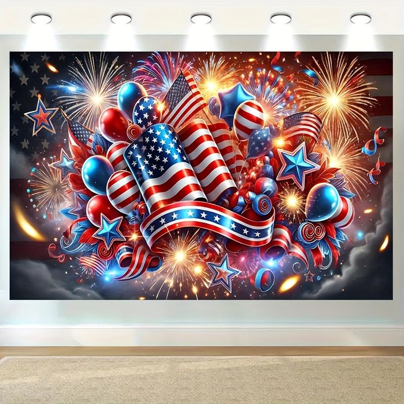 Independence Day Party Tapestry Living Room Balloon Ribbon Elements National Day Patriotic Theme Room Decoration