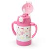 Sanrio Hello Kitty Water Bottle with Straw Stainless Keeps Drinks with Locking for Character Design Children's Mug, 250ml, One-Touch Steel, Cold, Lid,
