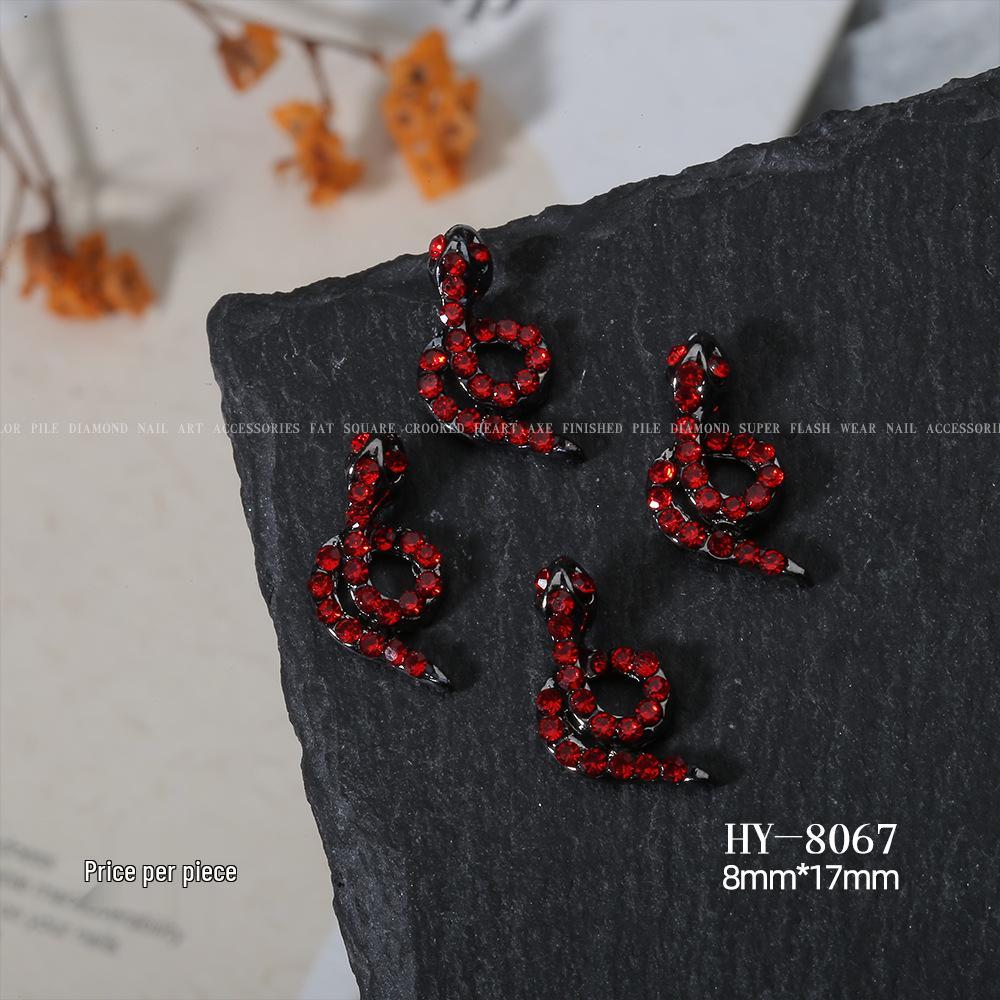 Shiny Rhinestone Snake-Shaped 3D Nail Art Accessories
