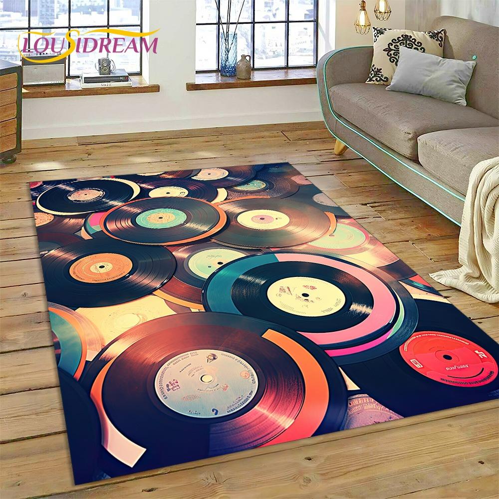 Retro Music Cassette Tape Retro Recorder CD Instrument Carpet Rug for Bedroom Living Room Home Sofa Decoration Decor Floor Mat