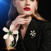 Designer High-End Emerald Imitation Agate Fritillary Flower Brooch Luxury Exquisite Temperament Pin Jewelry