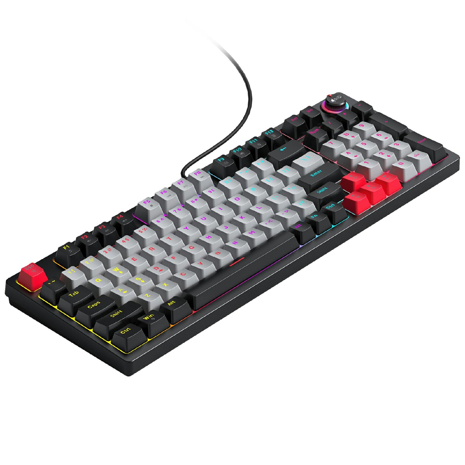

T-WOLF T50 Mechanical Keyboard with RGB Backlit 96+1 Keys USB Wired Keyboard for PC Gaming Grey+Black