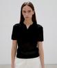 EMKM V-Neck Collared Knit Top_Black
