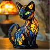 Cat Lamp,Stained Glass Cat Lamp,Retro Cats Stained Resin Table Lamps,Vintage Animals Night Light Home Decor,Animal Table Lamps Series for Lovers