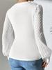 2025 Spring Women's Chiffon Patchwork Deep V Knit Long Sleeve Top