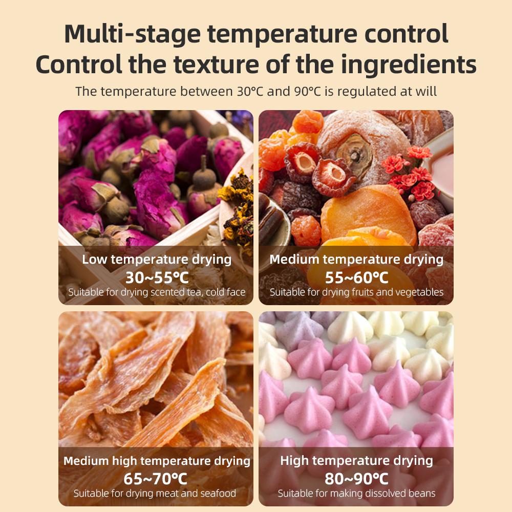Dehydrators for Food and Jerky with 24H Timer and Light, 6 Drying Racks 800W 30 90 celsius Vegetable Fruit Dehydrator