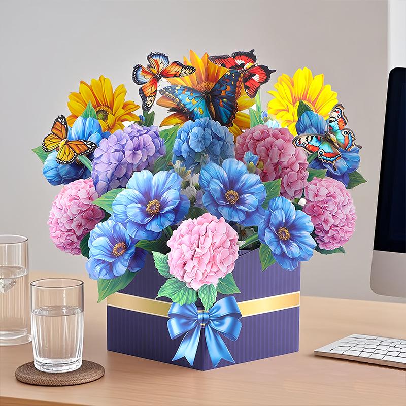 Biglietto d'auguri 3D Pop-up per la Festa della Mamma con Fiori e Busta