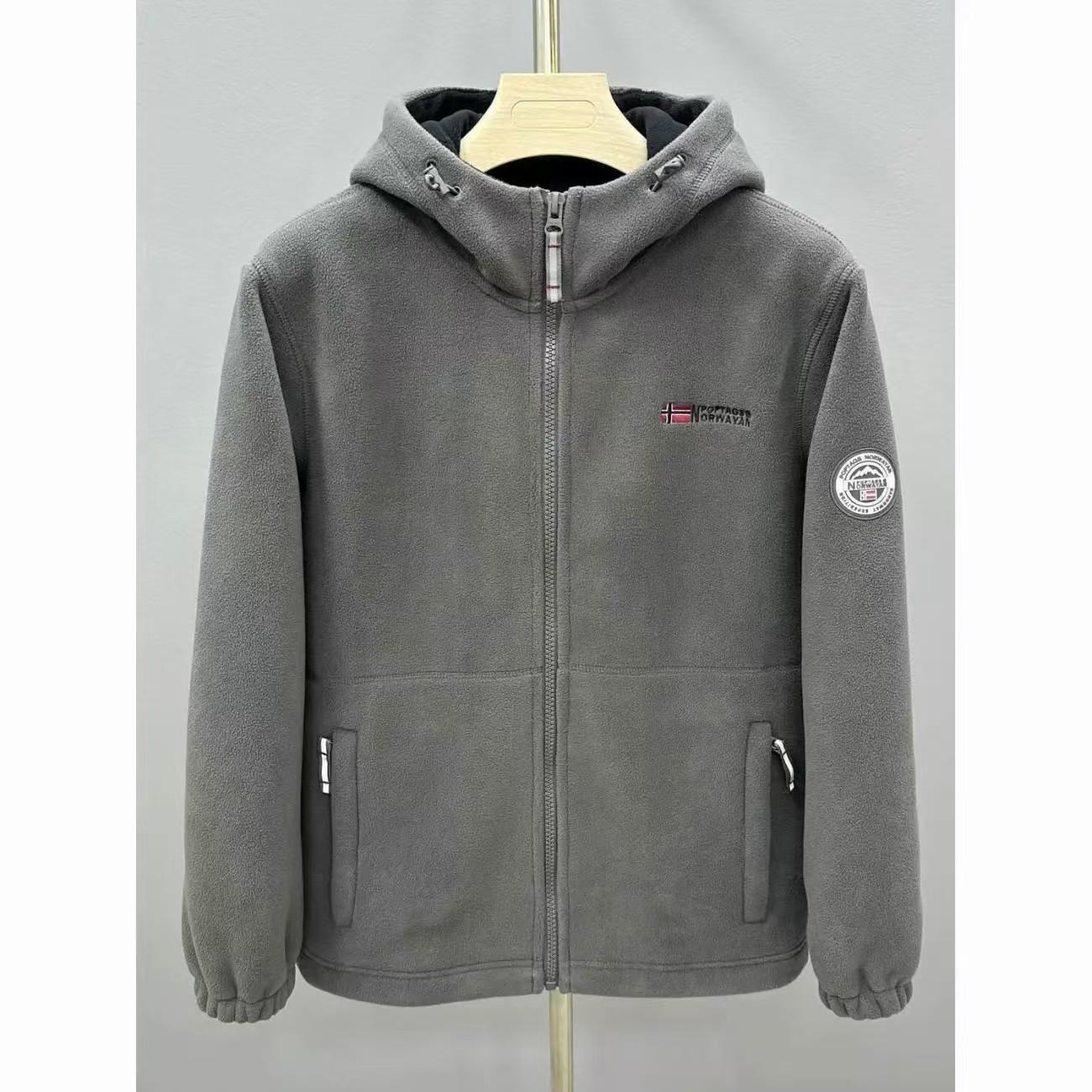 Norwegian Men s Red Double-Layer Fleece Hooded Winter Jacket XS серый