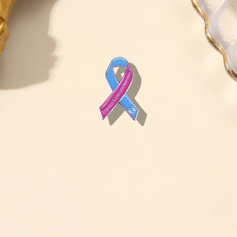 Pink and Blue Ribbon-shaped Brooch Universal Alloy Enamel Pin Fashionable and Versatile Clothes Backpack Scarf Accessory Brooch