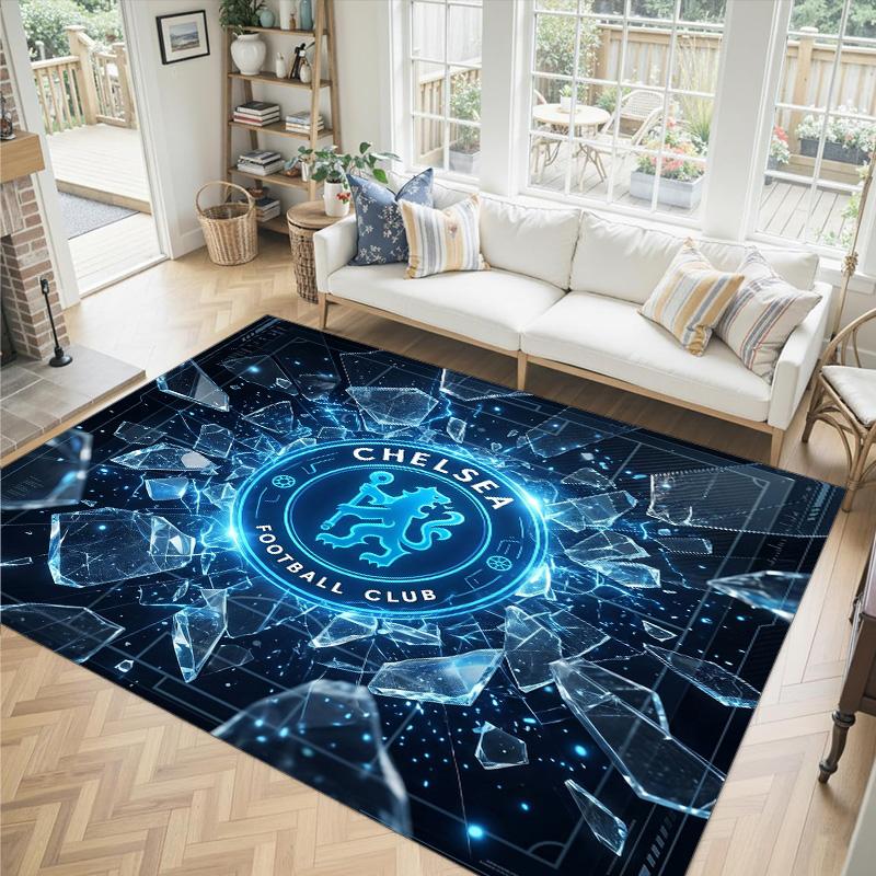 Tappeto in Velluto di Cristallo Design Chelsea FC Accogliente Non?Tappeto Stampato Antiscivolo per Camera da Letto Soggiorno Ingresso