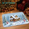 1pc Christmas‑Snow‑Cabin Print Welcome Doormat,Colorful Non‑Slip Washable Indoor Floor Mat for Entryway, Hall, Bathroom, Balcony
