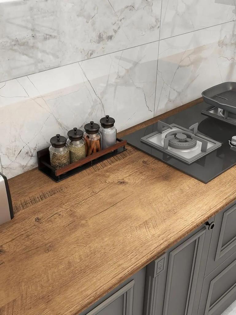 Wood Grain Contact Paper Brown Wooden Wall Cover Self-Adhesive Removable Vinyl Film Easy To Apply For Furniture Kitchen Cabinets