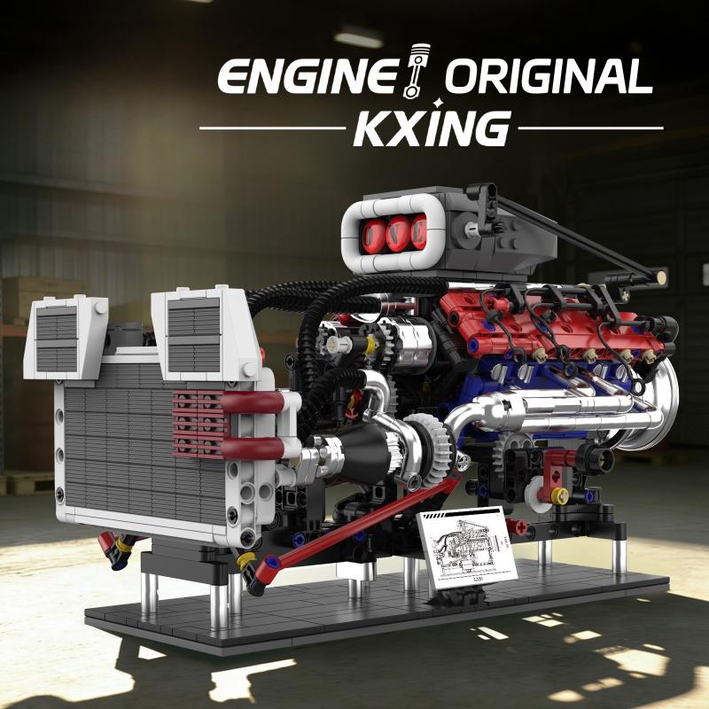V8 Engine Building Blocks Sets Moc Scale Model Kit Collectible Set For Adults Construction Toys Gifts For Friends Men Teen Boys